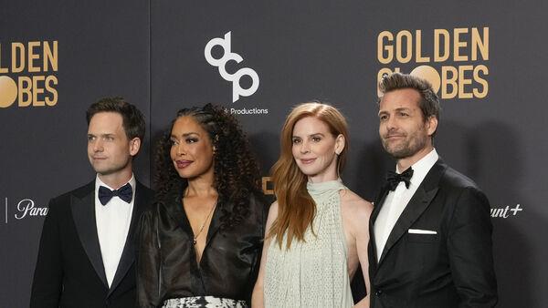 Suits cast members reunite on stage at Golden Globes