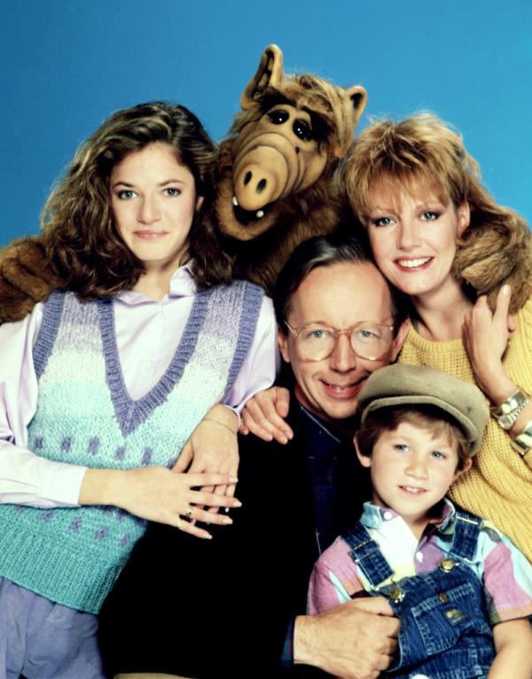 (Clockwise from left): Andrea Elson, Alf, Anne Schedeen, Max Wright, Benji Gregory, on "ALF."